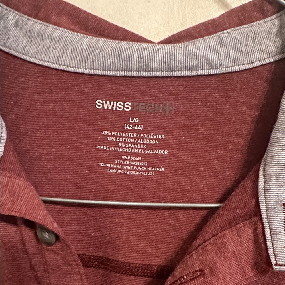 EUC Swiss Tech Wine Heather Polo Shirt - Picture 2 of 5